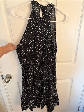 Black Polka Dot High neck Dress